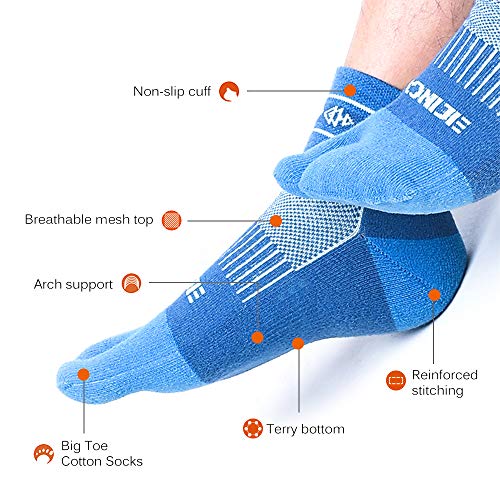 DECDEAL Meias de algodão do dedo grande do pé de 2 pares Meias esportivas de dois dedos Meias de gin