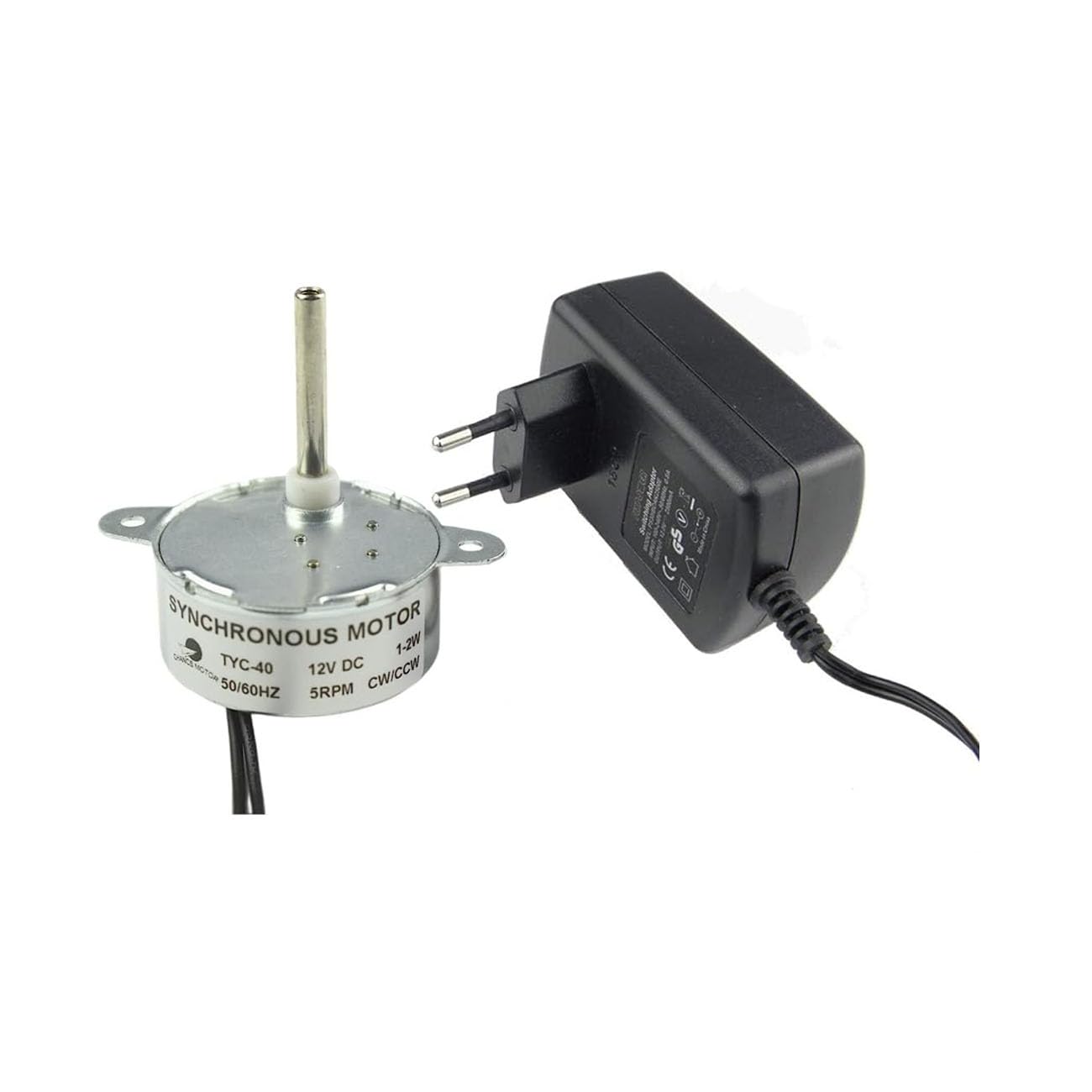 CHANCS TYC-40 12V DC 5RPM Shaft 33mm With DC Power Adapter Input 110V/240V Output DC 12V Electric Motor