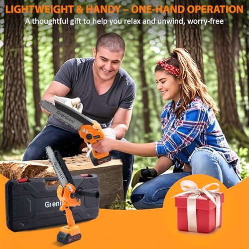 Mini Kettensäge mit Akku, 8 Zoll Elektro Kettensäge mit 1000W Bürstenloser Motor und 6000mAh Akkus,...