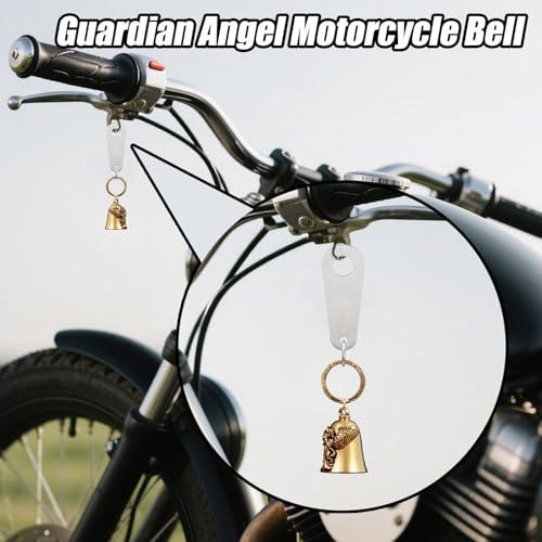 DHSUN Biker Guardian Bell Luck - Cloche d'équitation - Clochettes de moto avec 2 porte-clés - Accessoire de moto - Porte-clés en laiton - Son clair – vue 7