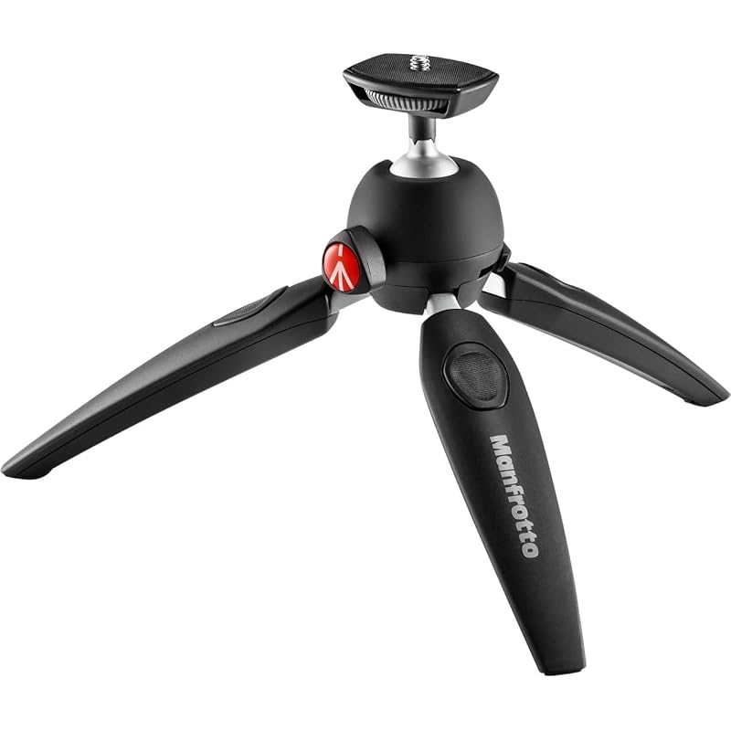 Manfrotto MTPIXIEVO-BK, PIXI EVO 2-Section Mini Tripod for Mirrorless Cameras, Compact System Cameras, DSLR, Video, Compact Size, Aluminum, Black