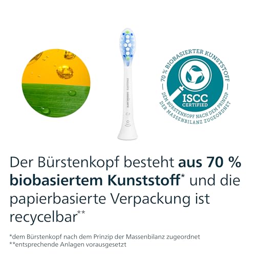 Philips Sonicare C3 Premium Plaque Defense, Original Ersatzbürstenköpfe, Weiß, 4er-Pack, HX9044/87