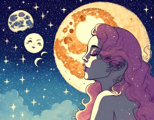 Tableau sur toile 58x90 cm sans cadre The Moon Is a Lovely Lady pour decoration murale salon