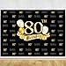 Glitter Gold and Black Photo Studio Booth Background Adult Happy 80th Birthday Party Decorations Banner Backdrops for Photography