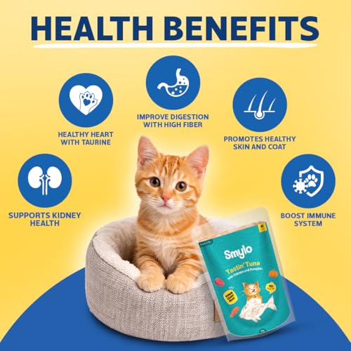 Image of Smylo Natural Healthy Kitten Wet Food (2-12 Months) 70g x 64 Packs | Variety Combo of Tuna & Salmon and Chicken & Liver Recipes | Grain Free, No Preservatives & By-Products | Vet-Formulated