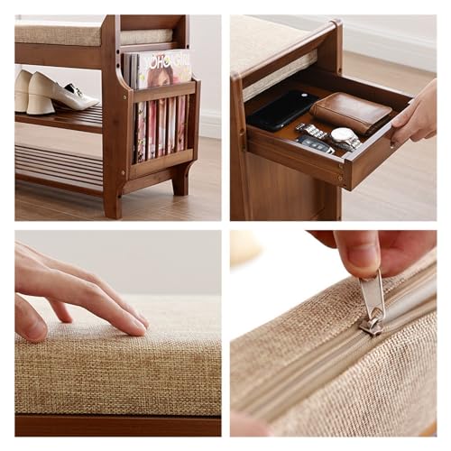 Banc à chaussures en bambou de qualité supérieure pour intérieur - 5