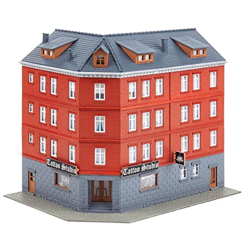 Faller 130138 maison de ville HO décor de train miniature et commerce de tatouage de rue
