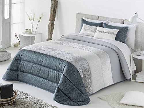 Antilo - Conforter NANI cama 135 - Color Azul (Edredón con acolchado grueso par las épocas de frío incluye fundas de cojín decorativo)
