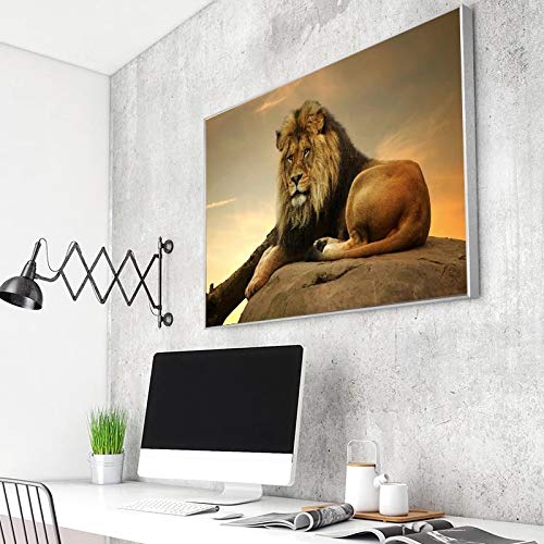 Peinture lion mur photos grand format pour habiller un grand mur vide de salon