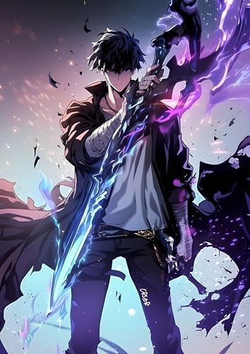 Image of NIJUKA Anime Printed Metal sheet Poster For Home And Room Decoration | For Anime Art Fans Boys And Girls (Jin wo New power unlock)