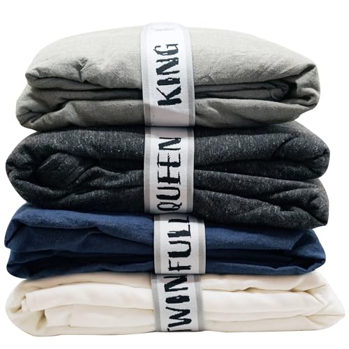 ECOHomes Bed Sheet Organizer and Storage Size Label Bands | Bed Sheets Set Organizers for Linen Closet Organization - Elastic Bedding Band Labels for Organizing Bedsheet (King 4PCs Pack | White)