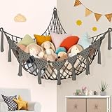 Osznmmg Stuffed Animal Hammock Corner Stuff Animal Organizer Large Toy Hammock Net for Stuffed Animals Plush Toys Net Holder Wall Hanging Net for Toy Stuffed Animals Home Decor (Grey)