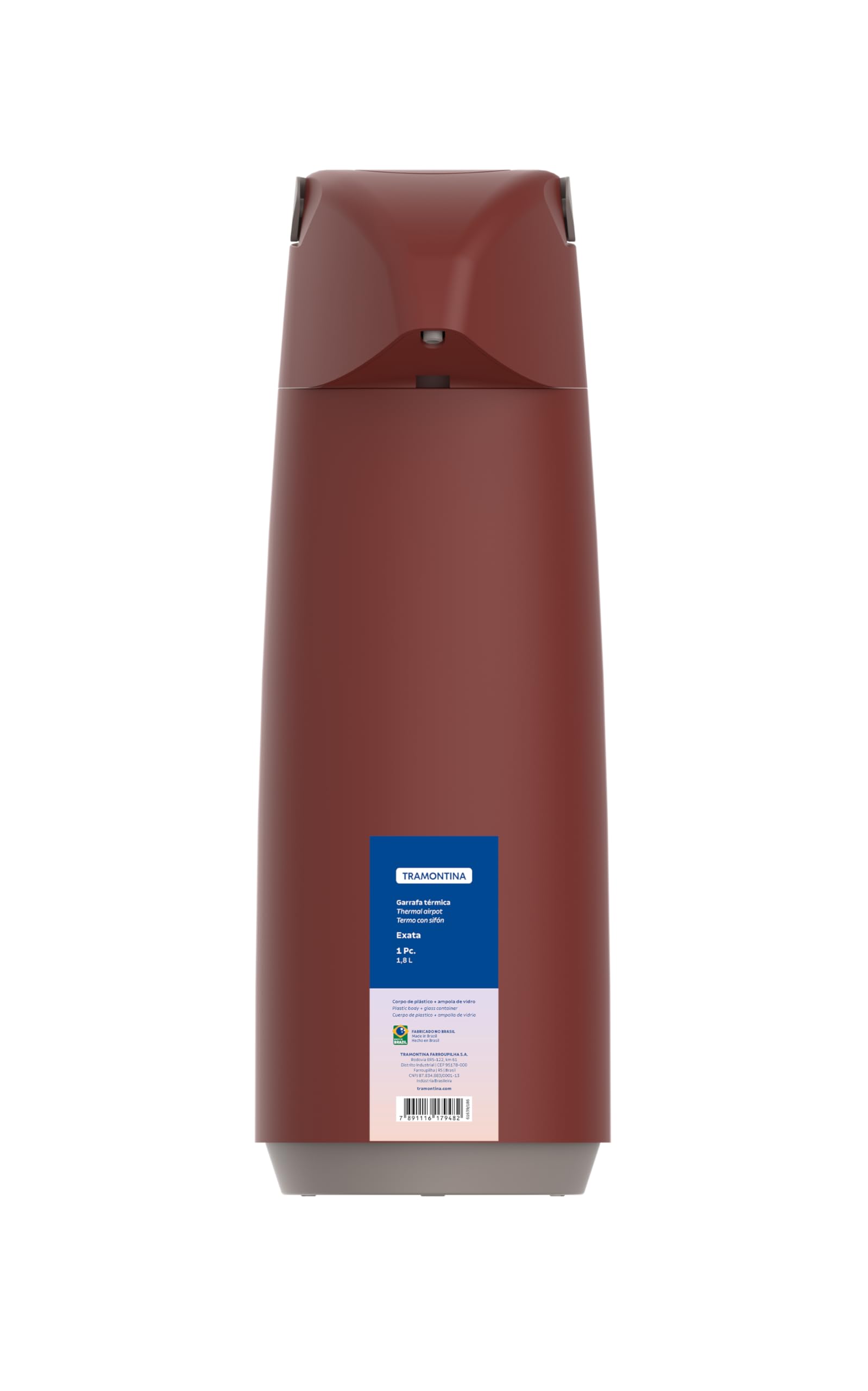 Tramontina Caraffa Termica per Bevande con Sifone Colore Rosso Exata 1,8L