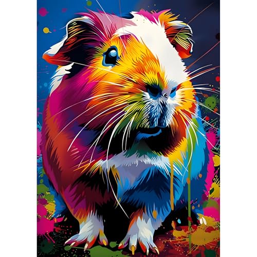 EOBROMD Diamond Painting Meerschweinchen, 5D Diamant Painting Bilder für Erwachsene Tiere, DIY Diamant Malerei Set für Wanddekoration 30x40cm