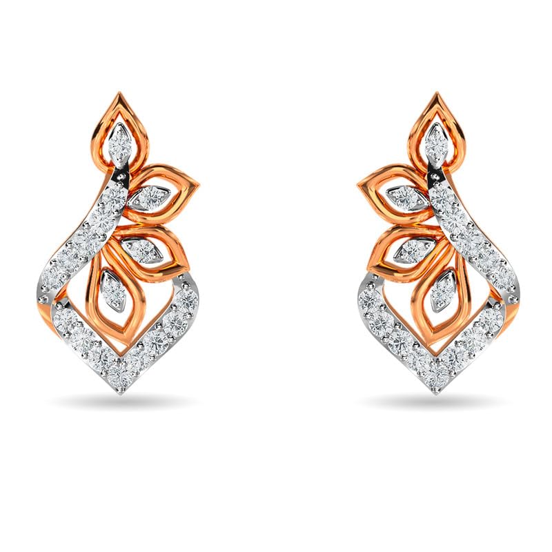 Image of KISNA JEWELS 14KT|18KT BIS Hallmark Pure Gold and Diamond Danglers Earrings For Women with Screw Back clouser