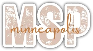 MSP Minneapolis Minnesota Airport Code Travel Sticker, Multiple Colors, Vinyl Laptop Water Bottle Planner Journal, Places I've Been, Luggage Decal (Orange)