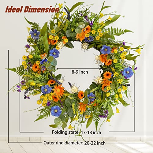Summer Wreaths For Front Door Outside, Soomeir Spring Green Wreath, Daisy And Lavender, Farmhouse Decorations Home Decor For Window Outdoor Indoors #TOP1