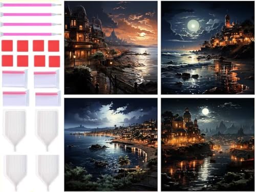 Diamond painting adultes lac de lune 70x70cm pour décorer le salon en DIY