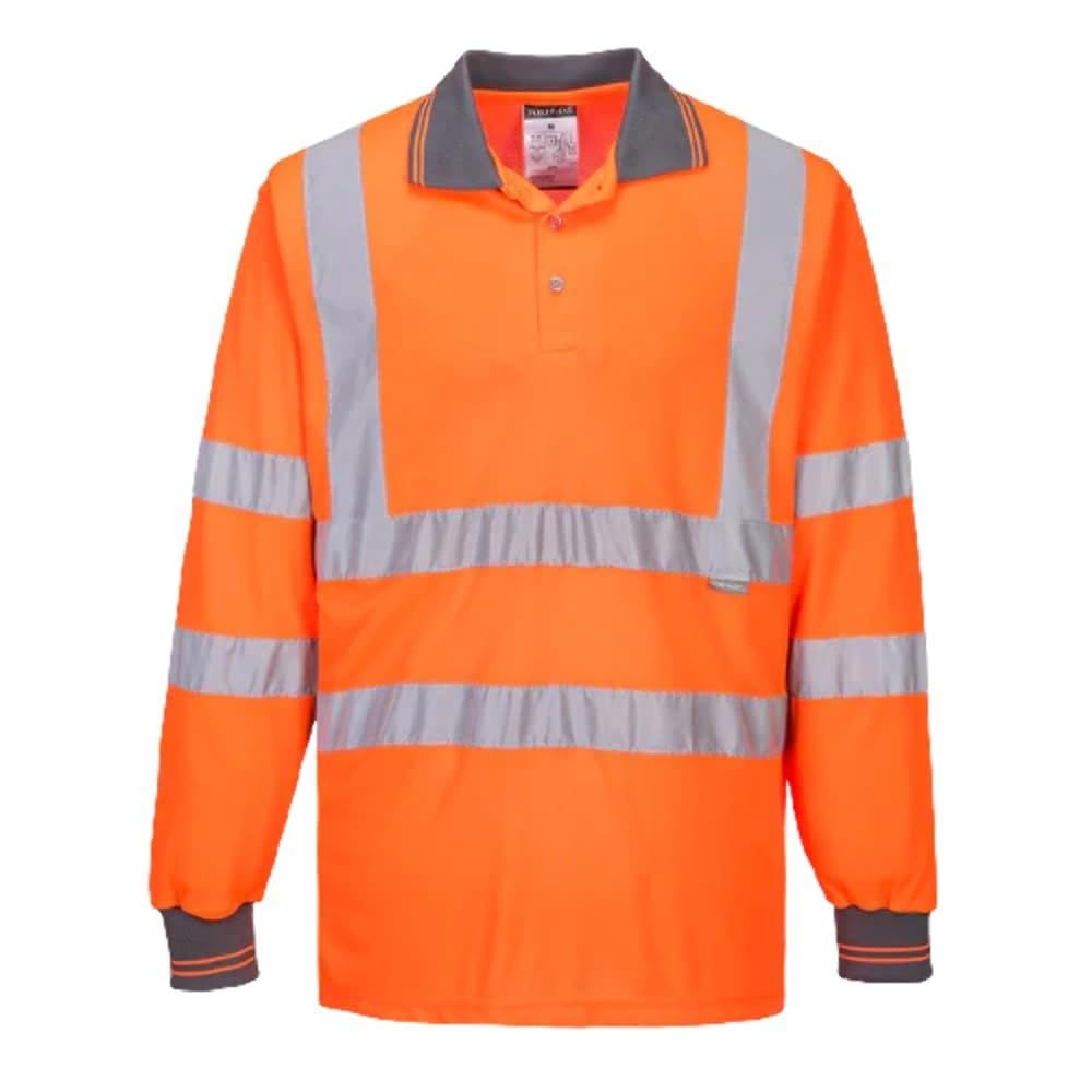 Portwest Hi-Vis Polo ShirtL/S Viz Visibility Reflective Safety Work Wear Top ANSI 3, Yellow, Large - Image 4