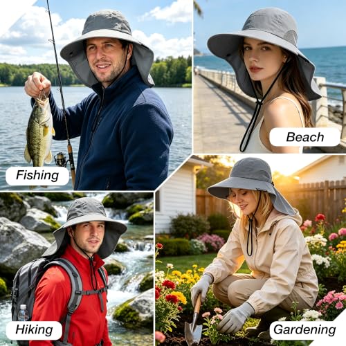 Image of Solaris Sun Hat with Neck Flap, UPF 50 Sun Protection Lightweight Sun Cap for Men Women, Wide Brim Hat for Fishing Hiking