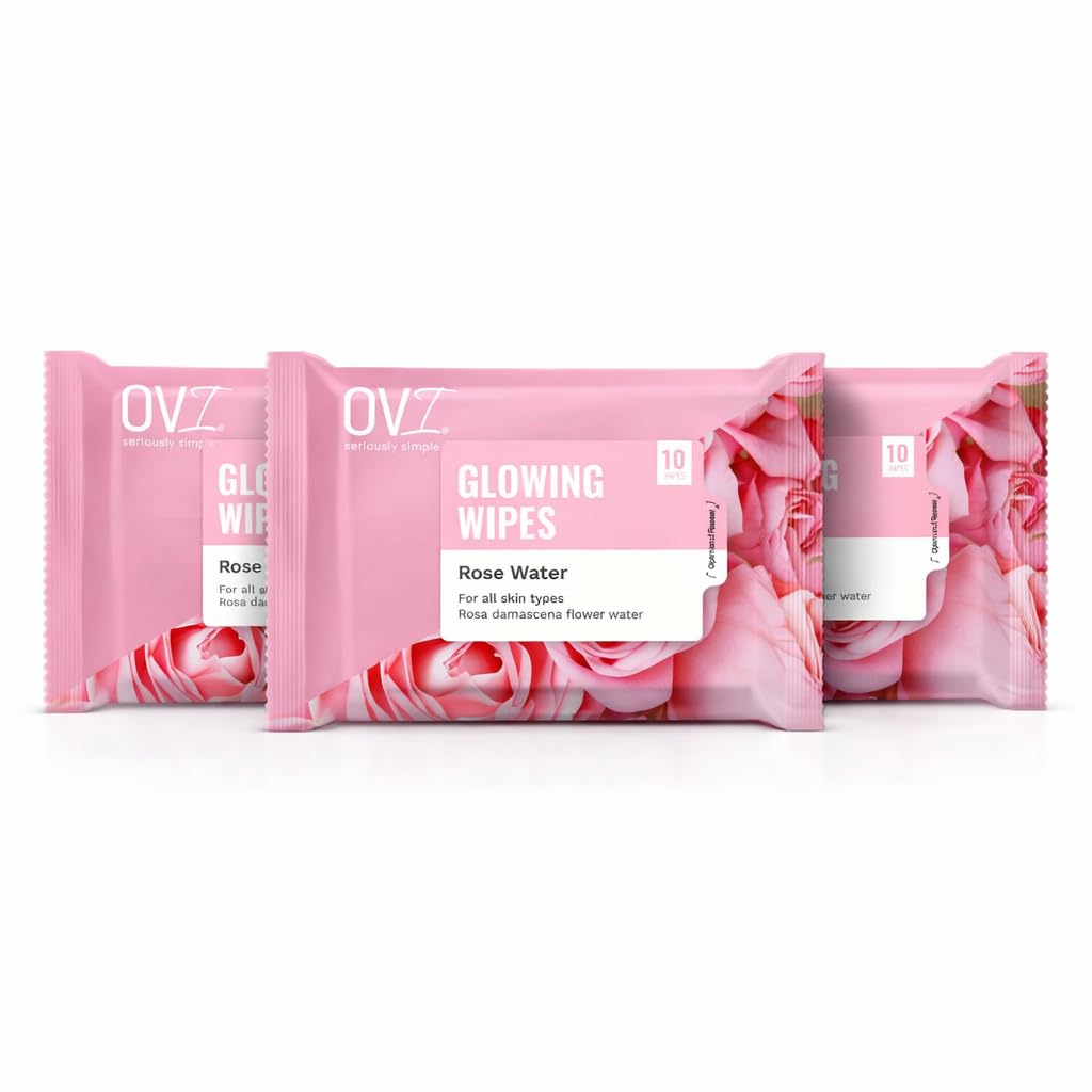 OVI Glowing Face Wet Wipes with Rose Water | 10 Pulls (Pack of 3) | Hydrating & Gentle Cleansing Wet Wipes | Alcohol & Paraben Free | For All Skin Types | Mild Fragrance-image-24
