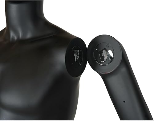 Miniatura 8 de Maniquí masculino de cuerpo completo  Figura de exhibición negra mate de 74 pulgadas de alto con cabeza de huevo, piezas desmontables y soporte de