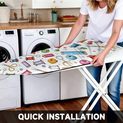 Image of Ironing Board Cover 15 inchx54 inch Standard Size Replacement Thick Iron Board Covers Heavy Duty Non-Slip Board Cover Fitted with Elastic Edges and Velcro Straps