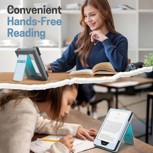 TNP Stand Case for Kindle Paperwhite 12th Generation 2024 / Kindle Colorsoft Signature Edition with Hand Strap & Card Slot - 7" PU Leather Protective Folio Cover with Auto Wake/Sleep, Light Blue by TNP Products - Image 7