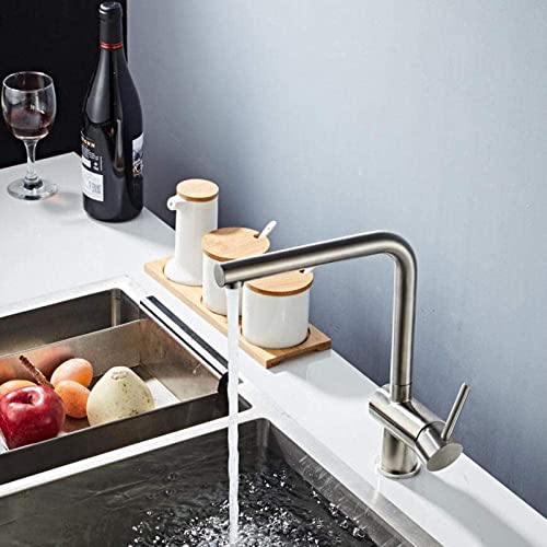 Robinet de cuisine mitigeur flexible en acier inoxydable pour évier de salle d'eau - 5