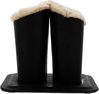 Winter Spectacle Holder Plush Lined Double Eyeglasses Holder Leather Glasses Stand Case Anti- scratch Eyeglasses Holder for Desks or Nightstands Black Plush Spectacle Holder