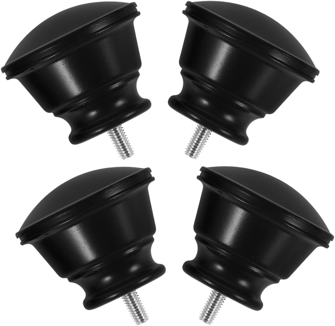 ORFOFE 4pcs Decorative Curtain Rod End Caps Window Treatment Finials Elegant Black Design for Home and Office Secure Fit for Standard Rods