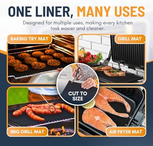 Oven Liners for Bottom of Oven - 2 Pack Large Heavy Duty Mats, 17”x25” Non-Stick Reusable Liner for Electric, Gas, Toaster Ovens, Grills - BPA & PFOA Free Kitchen Accessory to Keep Oven Clean (Black) - thumbnail 6