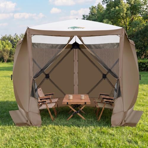Image of COBIZI 10x10 FT Pop up Gazebo, Popup Canopy tent,Screened In Gazebos with sidewalls, Waterproof Portable Outdoor Small Screen tents Sun Shelter,carpas para patio for Camping, Garden and Backyard,Brown