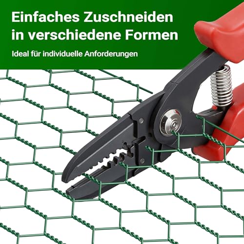 Wiltec Maschendrahtzaun Grün 60 cm x 25 m, 0,9 mm Stärke 25x25 mm Maschengröße, Volierendraht 6-Eck aus Stahl verzinkt, Drahtgitter, Vogeldraht