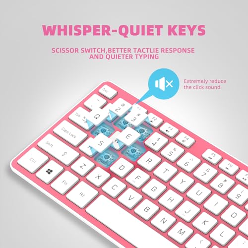 Image of USB Wired Keyboard for window,Comfortable Quiet Chocolate Keys, Durable Ultra-Slim Wired Computer Keyboard(QWERTY) for PC, Windows 11 /10 /8 /7 /XP /Vista KB1430 (Pink, Wired Keyboard For Windows)