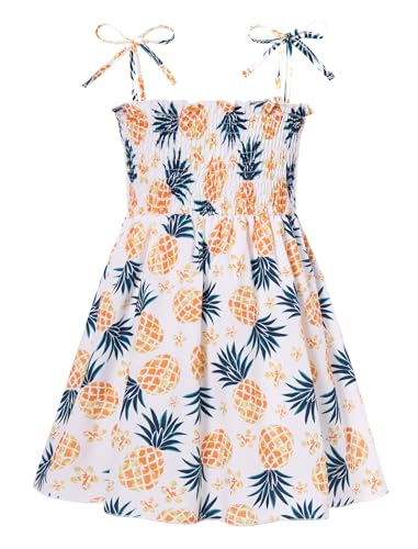 Vieille Toddler Baby Girls Summer Dress Sling Straps Princess Sundress Floral Printed Casual Beach Holiday Dress 1-6 Years, A1 Pineapple, 12-24 Months