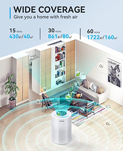 Air Purifier For Bedroom, H13 True Hepa Air Purifier For Home Large Room Up To 1722Ft², With Night Light, 4 Timer, Light, Child Lock For Allergies Pets Dust Smoke Pollen Dander Hair Smell And Dog Odor #TOP3