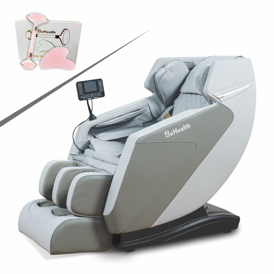 BeHealth PrimeDelaux Massage Chair + Facial Massager | 28 Multiple Massage Rollers | 2 Zero Gravity Position | 8 Automatic Massage Programs | Heating Therapy | Foot Rollers | Bluetooth Speakers.