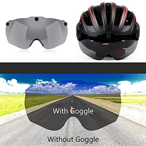 Shinmax Bike Helmet With Usb Rechargeable Light & Detachable Magnetic Goggles Uv Protective & Carry Bag Reflective Bicycle Helmet Men Women Mountain Road Adjustable Adult Cycling Helmet (Wt-049) #TOP1