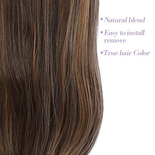 Hair Extensions Clip in 4pcs Light Chocolate with Highlights Hair Extension Synthetic Long Straight Thick Full Head Wavy Hair Pieces for Women… - Image 3