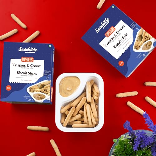 Image of Snackible Dipsters Biscuit Sticks & Dip - Assorted Pack of 12 Flavours | Chocolatey, Butterscotch, Caramel, Cookies & Cream | (Pack of 24) - 24x30gm | Baked | Healthy Dip and Biscuit Sticks | Mixed Flavors | Creamy Dips
