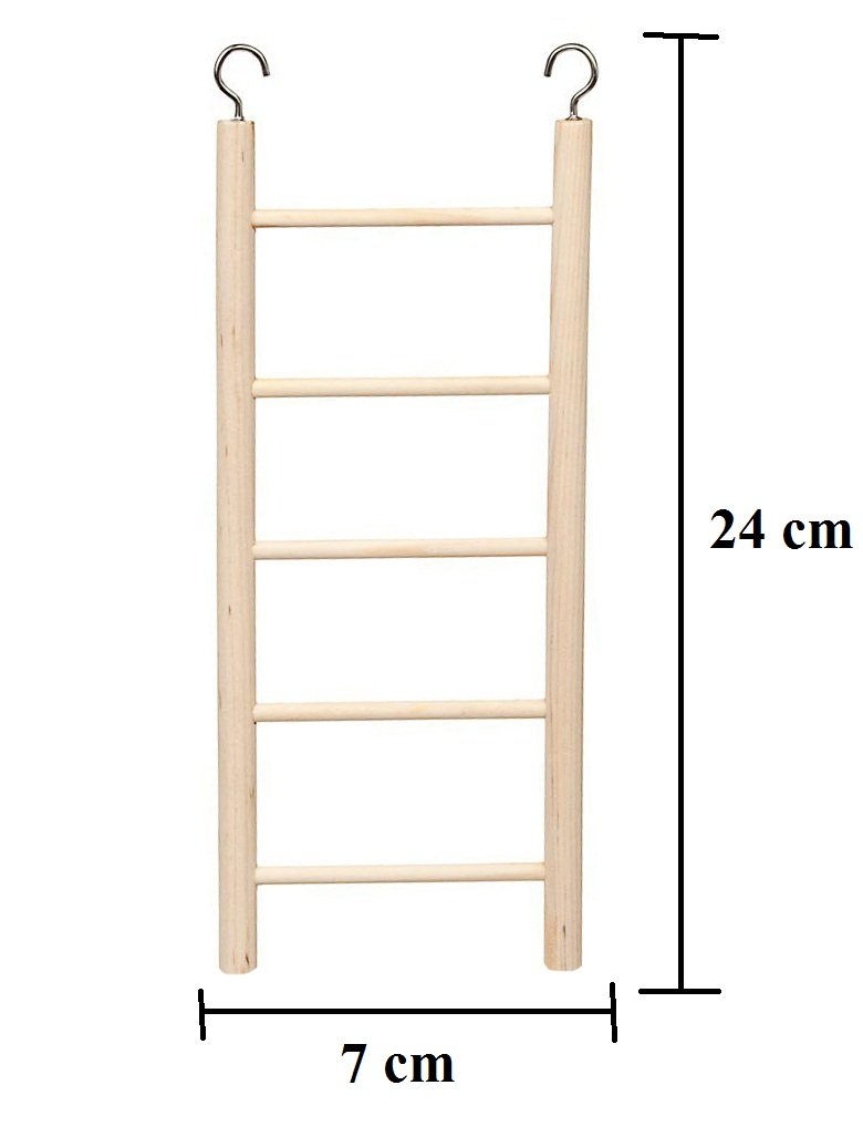 Natural Wood Ladder for Birds, Playful Climbing Cage Hanging Ladder Toy to Decorate Bird Cage (24cm - 5 Steps) 1