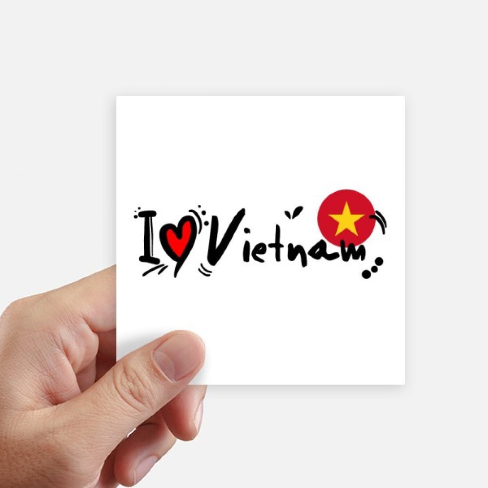 Autocollant carré J'aime Le Vietnam | Sticker de 10 cm pour mur et ordinateur portable, 8 pièces