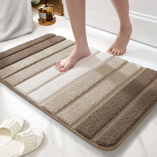wyewye Microfibre Bath Mat, Door Mat, Bath Rug, Super Absorbent Bathroom Rug 40x60 cm, Champagne
