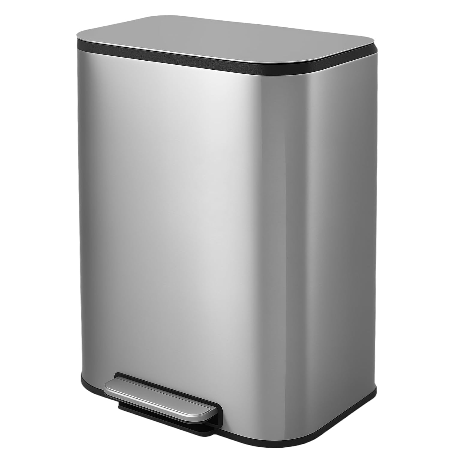 GarveeHome 14 Gallon / 50L Large Capacity Kitchen Garbage Can, Stainless Steel Step Pedal, Fingerprint Resistant Soft Close Lid with Removable Inner Bucket for Home & Commercial