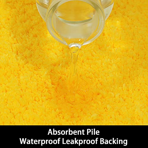 Shacos Bathroom Toilet Rugs Set 2 Pieces Soft Absorbent Bath Rugs With U Shape Toilet Rug Bath Mat Contour Rug Non Slip Microfiber Plush Shower Rug Machine Washable (20"X24"+20"X32",Yellow) #TOP7