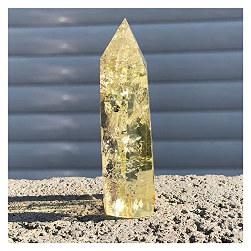 Natural Citrine Cristal Quartz Obelisco Wand Point Habilidade de Cura Boa sorte Energia crua