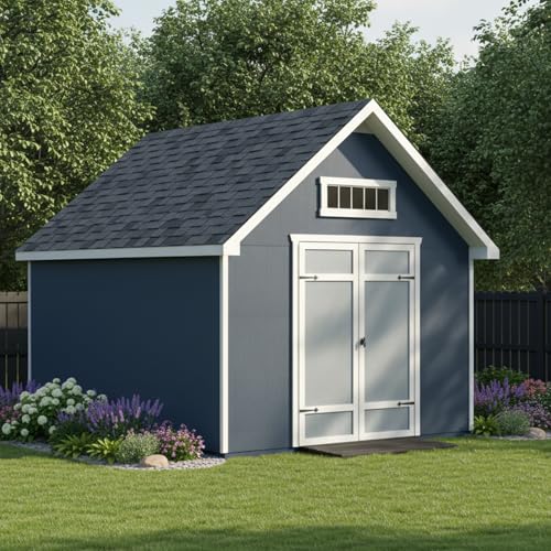 Linea 10x12 Do-It-Yourself Wooden Storage Shed with Floor Kit - Does not Include Paint or Roofing Shingles - Image 2