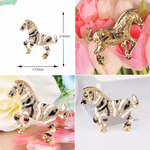 Cute Striped Zebra Brooch Gold Plated Vintage Statement Huge Lapel Pin Crystal Rhinestone Enamel Animal Fashion Jewellery #TOP2