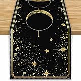 FARMNALL Linen Moon Table Runner Mystical Tablecloth Boho Astrology Ouija Board Tarot Decor Gothic Decorations and Supplies for Home Office 13x72 Inch